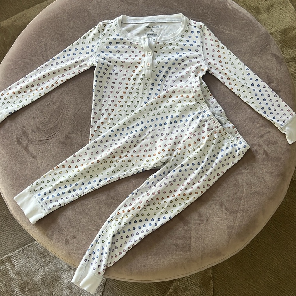 Roller Rabbit Rainbow Hearts Pajama Set - 4 yrs very lightly worn